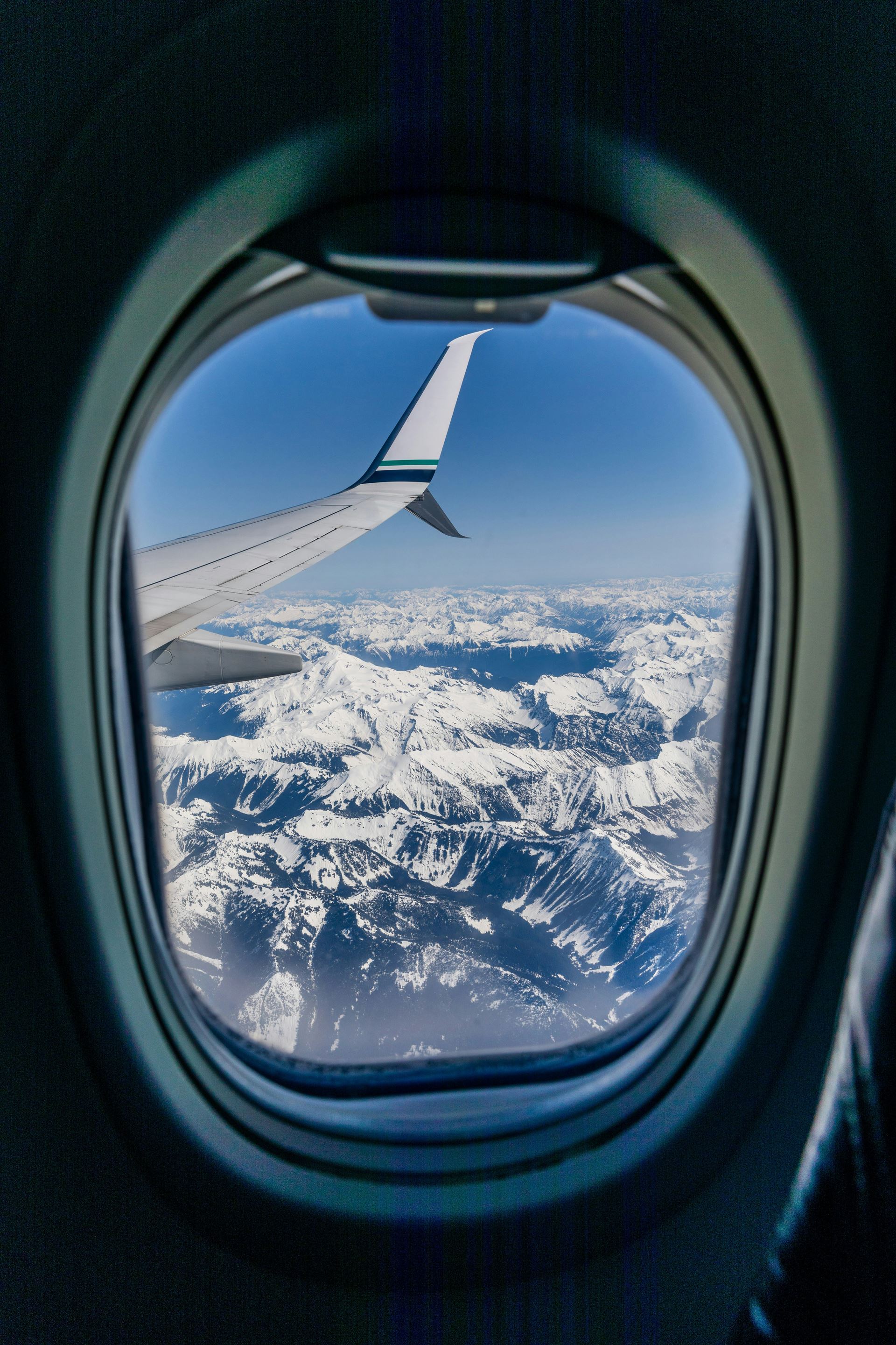 View of mountains from plane window